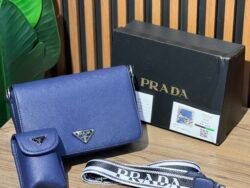 Sacoche Prada mini facteur hwr boite (bleu)