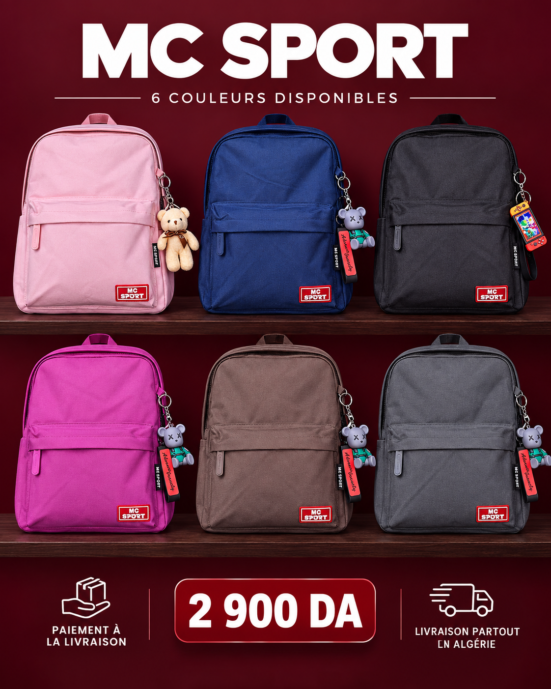 Sac à dos MC SPORT — 6 couleurs